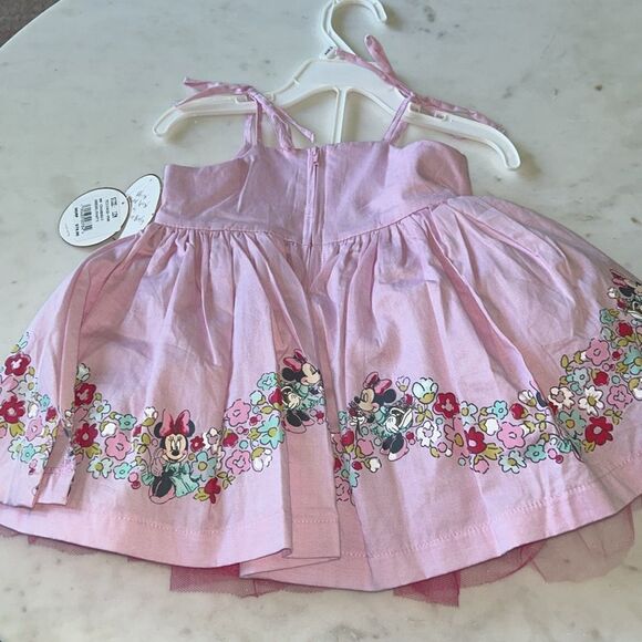 New Disney Minnie Mouse Tutu couture pink chambray dress panty 12M - Picture 7 of 10